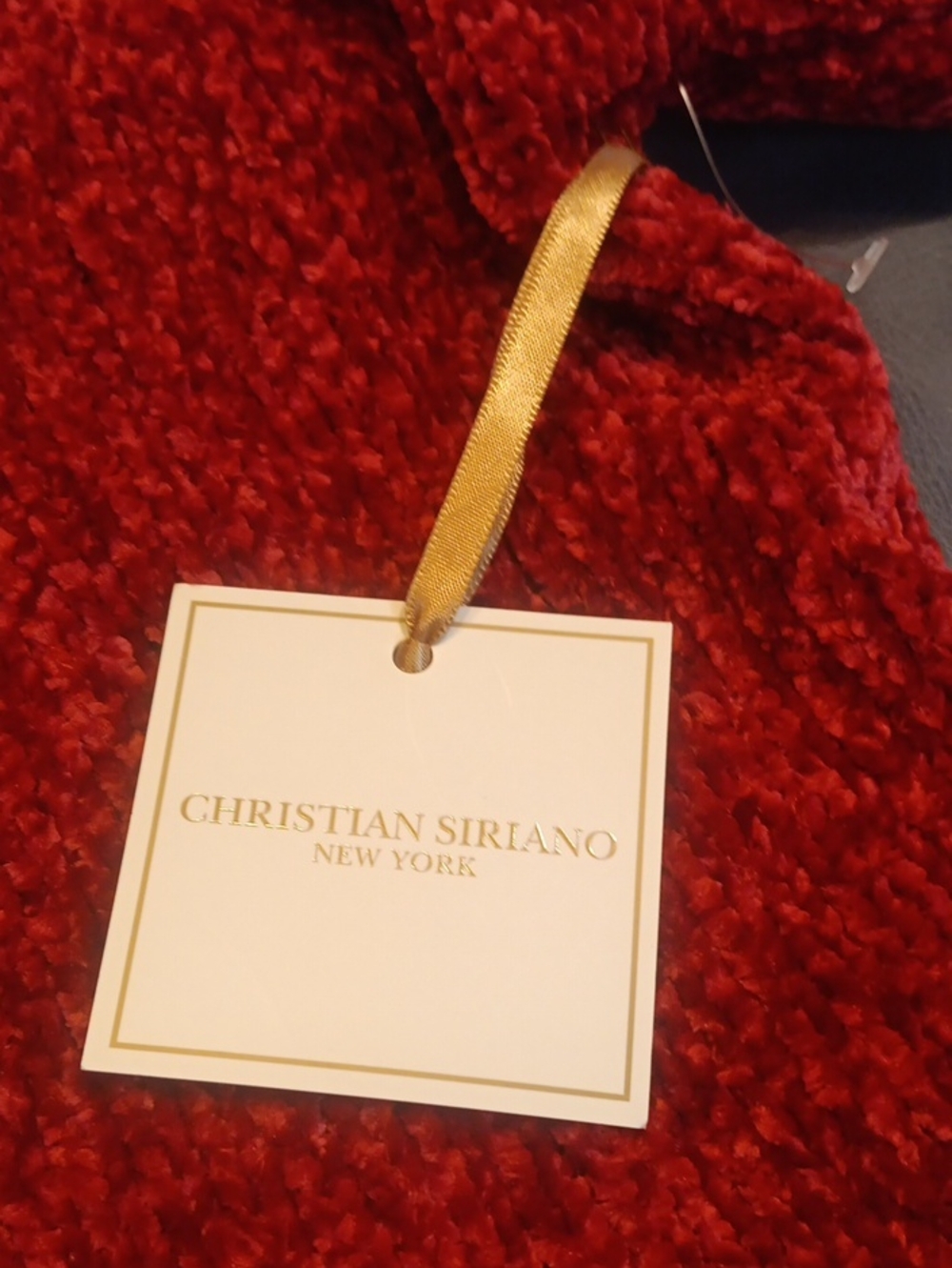 NWT Christian Siriano New York Red Chenille Crewneck Sweater - Picture 7 of 11
